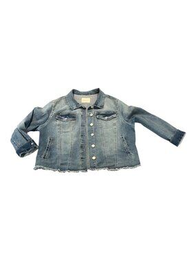 ANGELS JEANS FOREVER YOUNG Jean Jacket Size 1X Stretchy Raw Hem